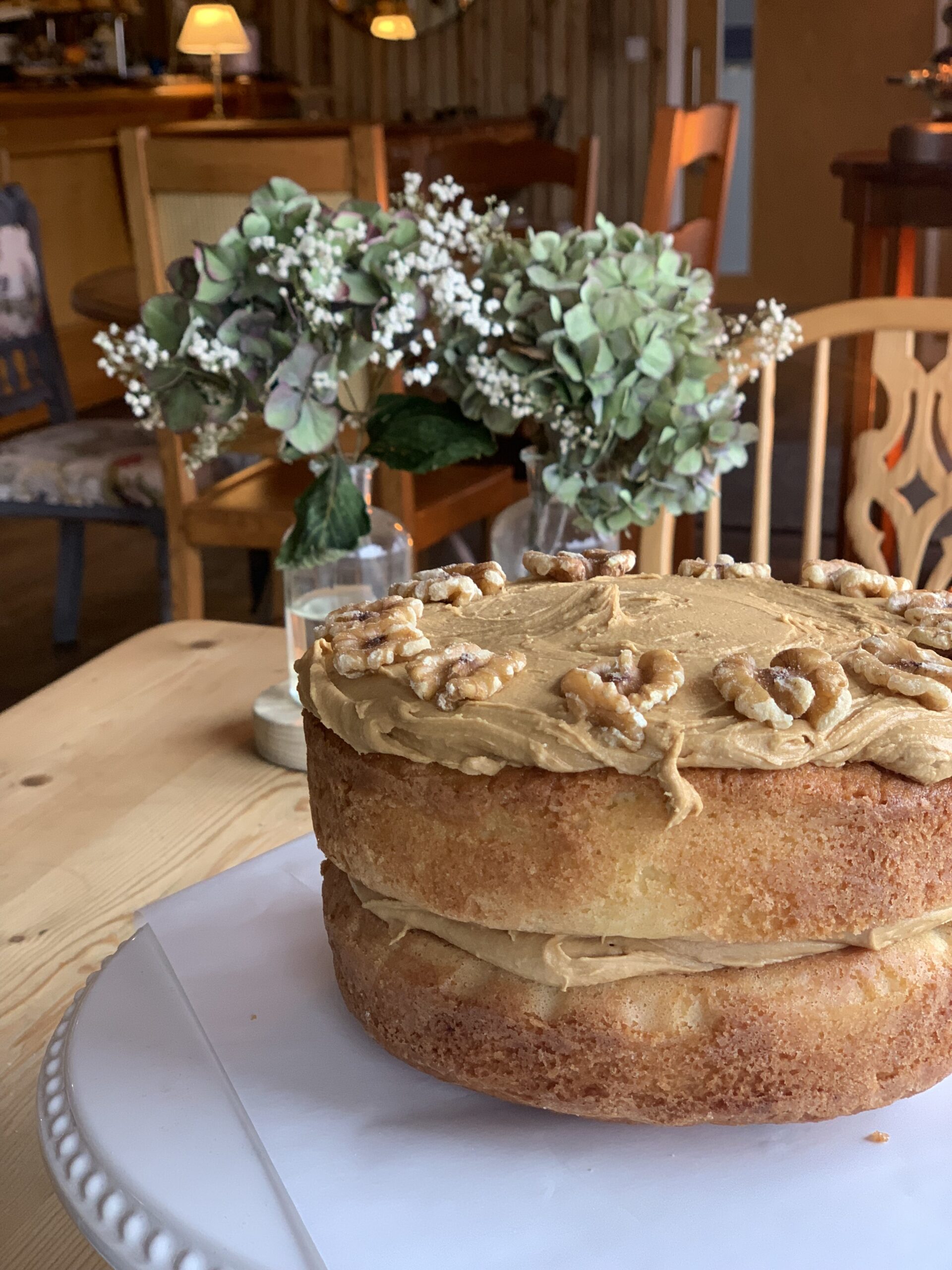 Coffee and walnut sponge cake at The Outlook at Fox’s