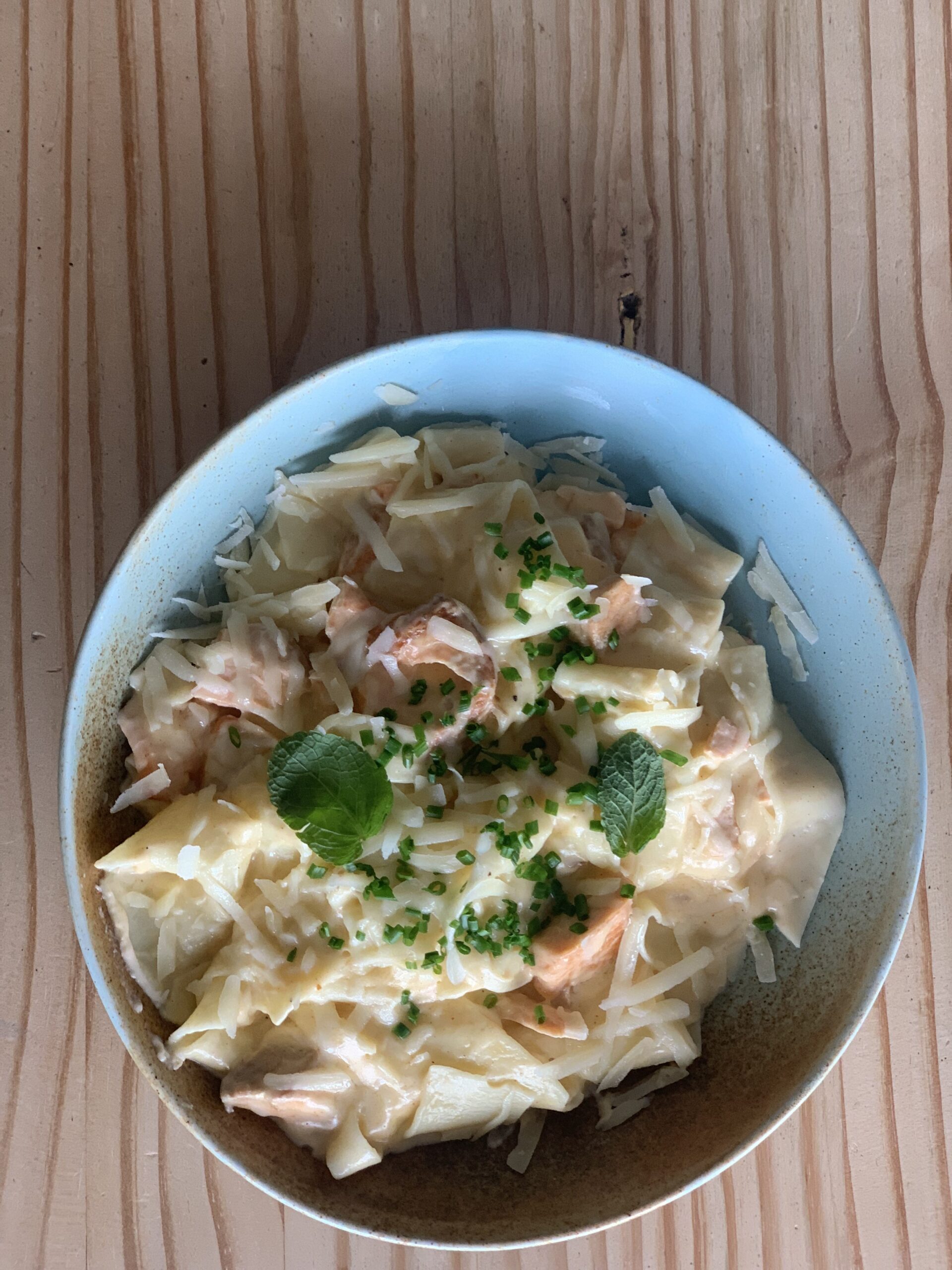 Salmon pasta bowl at The Outlook at Fox’s, Fox’s Marina